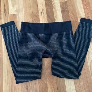 Athleta silver and black striped leggings size medium